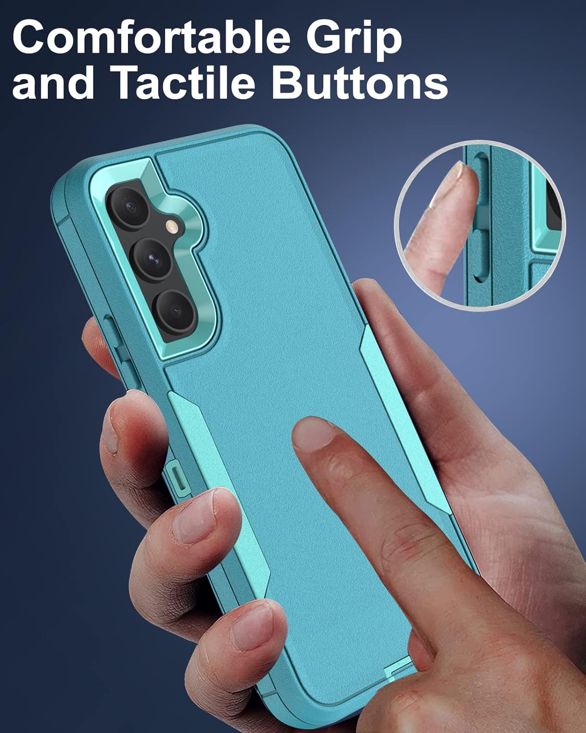Dahkoiz Funda para Samsung Galaxy S23-FE y protector de pantalla de vidrio, cubierta de puerto a prueba de polvo, cubierta de goma de silicona de
