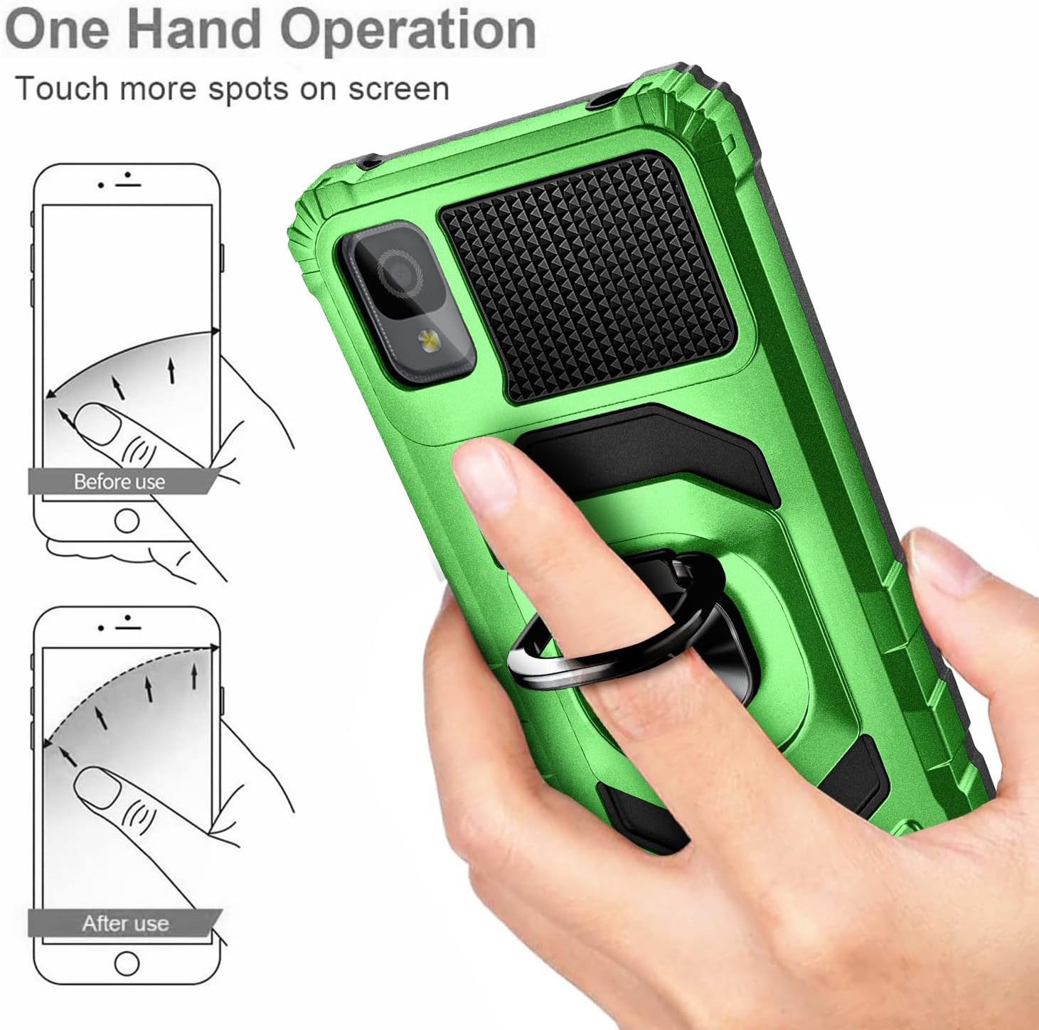 NZND Funda para Alcatel TCL A3 (A509DL)TCL A30TCL ION Z con protector de pantalla de vidrio templado (cobertura máxima), protección de cuerpo