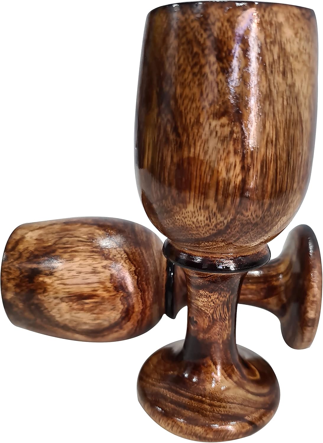 collectiblesBuy Juego de 2 copas de vino de madera rústica vintage, cáliz de madera, ecológica, para bar