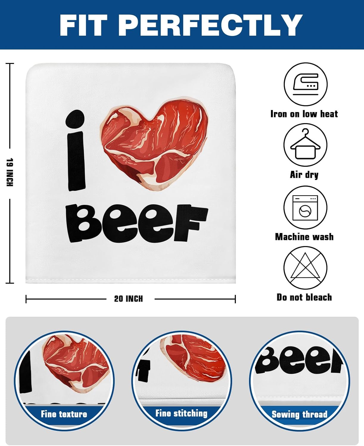 Maliyand Juego de 4 fundas protectoras para sillas de comedor, diseño de corazón de carne de res, extraíbles y lavables, para comedor, prevención de