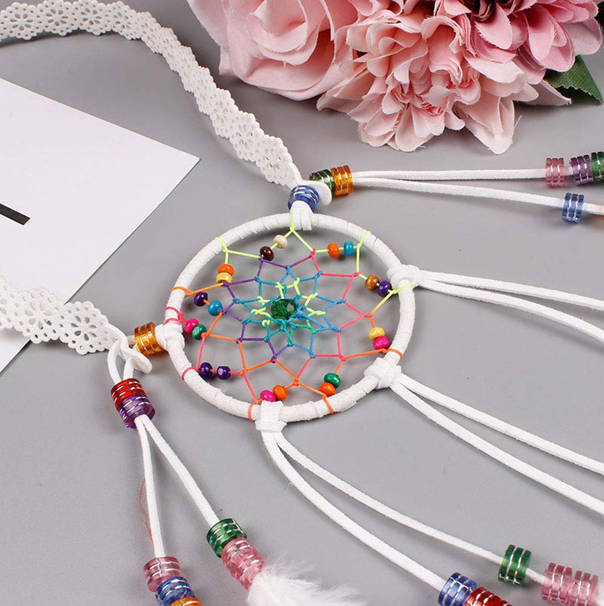 Banda para el pelo de plumas bohemias, atrapasueños, hippie indio, estilo nacional, diadema para la cabeza, decoración de fiesta de Halloween,