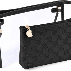 burfocus Neceser de viaje, bolsa de maquillaje cosmético, organizador de viaje transparente impermeable para accesorios, artículos de tocador, burfocus Neceser de viaje, bolsa de maquillaje cosmético, organizador de viaje transparente impermeable para accesorios, artículos de tocador,