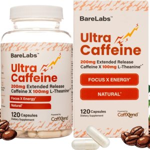BareLabs Píldoras de cafeína natural de 200 mg de cafeína de liberación prolongada  Suplemento nootrópico de enfoque y energía  120 cápsulas  Lento, BareLabs Píldoras de cafeína natural de 200 mg de cafeína de liberación prolongada  Suplemento nootrópico de enfoque y energía  120 cápsulas  Lento,
