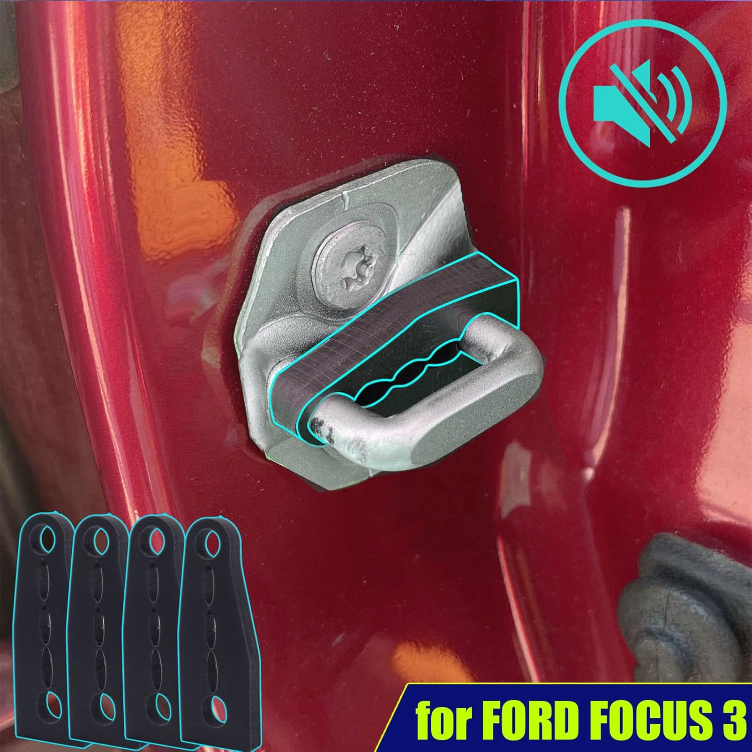 Cerradura de puerta de coche amortiguador para Ford Focus 3 Kuga 2 escape borde traqueteo gritos silenciosos ruido sordo insonorización