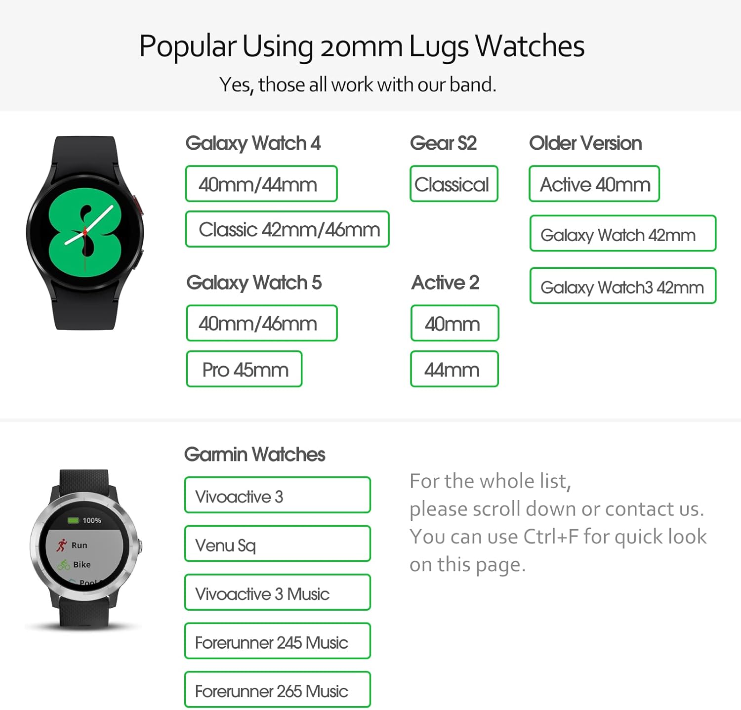 Correa de silicona de 0.78 pulgadas compatible con Samsung Galaxy Watch 654 de 1.575 pulgadas, 1.732 pulgadas, Watch 6 Classic 1.654 pulgadas, 1.732