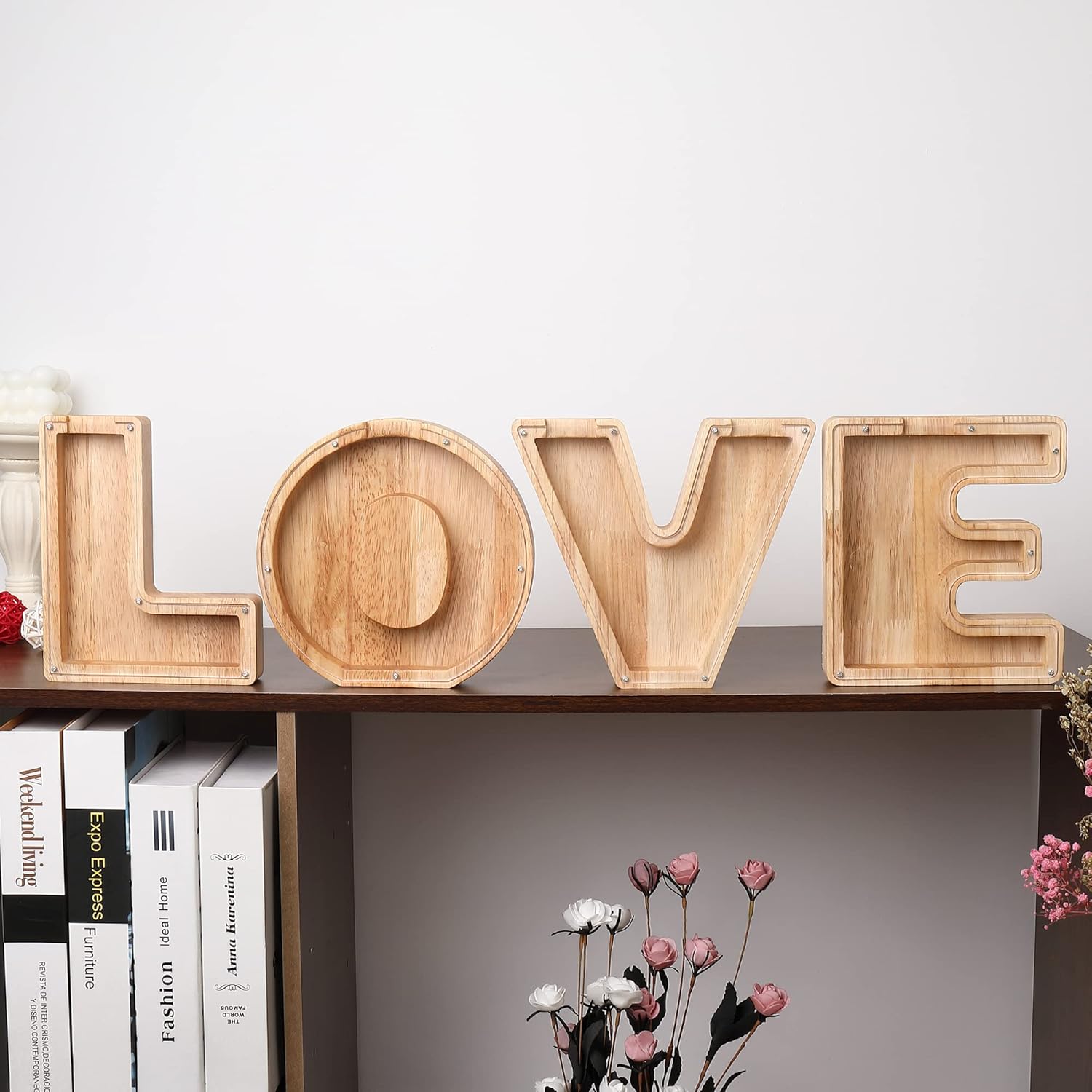 Alcancía de madera personalizada, letras del alfabeto, letrero decorativo, alcancía, es un regalo único perfecto, decoración, recuerdo o alcancía de