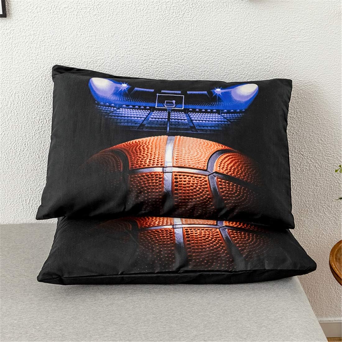 Juego de ropa de cama deportiva 3D de baloncesto para adolescentes y niños, juegos de funda de edredón con fundas de almohada, tamaño individual XL,