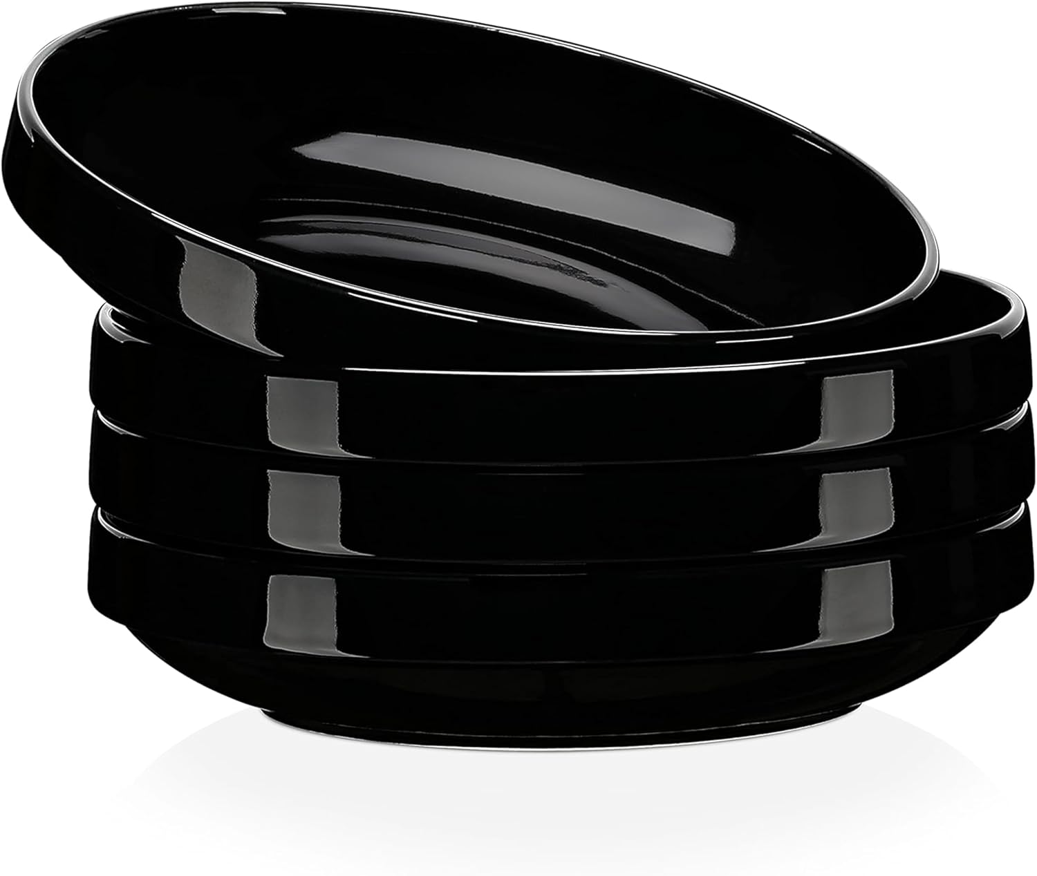 LOVECASA Tazones para pasta, 34 onzas, juego de 4 cuencos de ensalada, platos de cerámica de 8.1 pulgadas para cocina, cena, sopa, microondas,