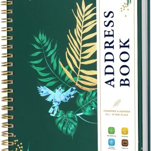 JUBTIC Libreta de direcciones de tapa dura con pestañas alfabéticas, libreta de direcciones encuadernada en espiral con páginas rellenables, libreta JUBTIC Libreta de direcciones de tapa dura con pestañas alfabéticas, libreta de direcciones encuadernada en espiral con páginas rellenables, libreta