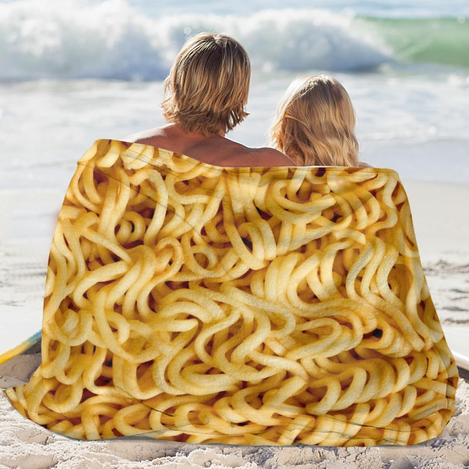 Ramen – Manta de sopa instantánea de fideos 3D, divertida, realista, ultra suave, de 50 x 40 pulgadas, para viajes, todas las estaciones, cama,