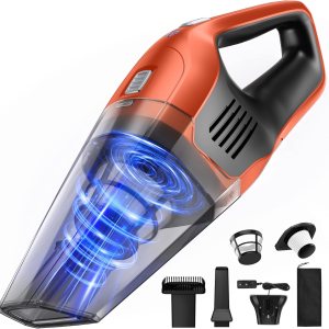Aspiradora de mano, potente succión, portátil, ligera, de mano, inalámbrica, con batería recargable de 25-30 minutos de largo tiempo de Aspiradora de mano, potente succión, portátil, ligera, de mano, inalámbrica, con batería recargable de 25-30 minutos de largo tiempo de