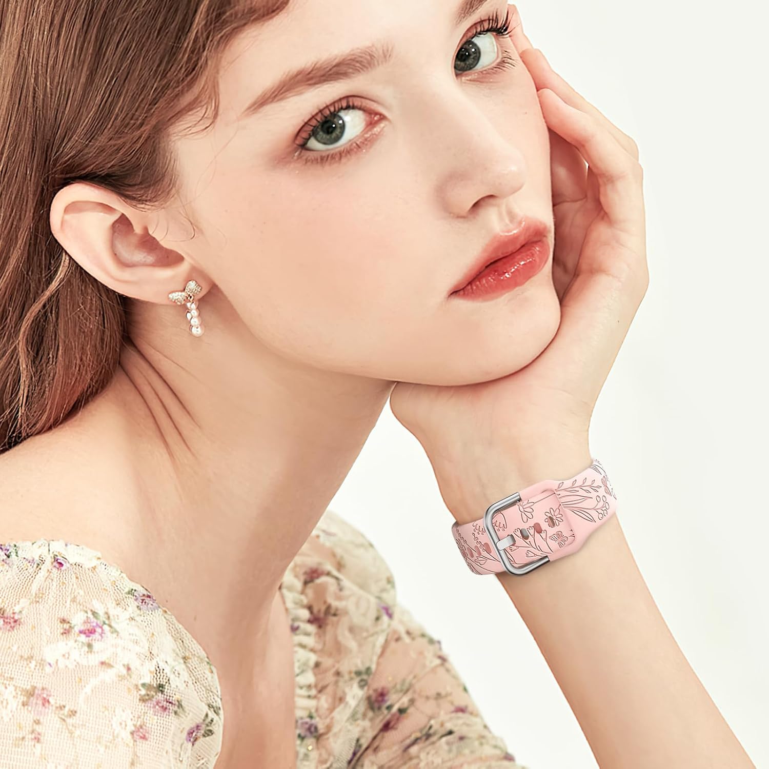 Paquete de 3 correas grabadas con flores compatibles con Samsung Galaxy Watch 654 de 1.575 pulgadas, 1.732 pulgadas, Galaxy Watch 5 Pro de 1.772