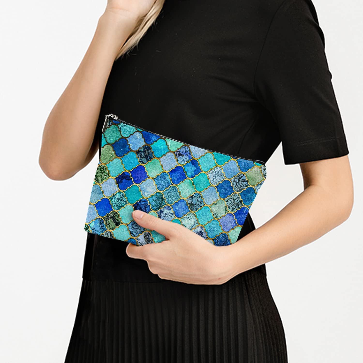 Bolsa de maquillaje para mujer, bolsa de maquillaje grande, bolsa de cosméticos de viaje, bolsa con cremallera, bolsas de aseo de 7 x 10 pulgadas,