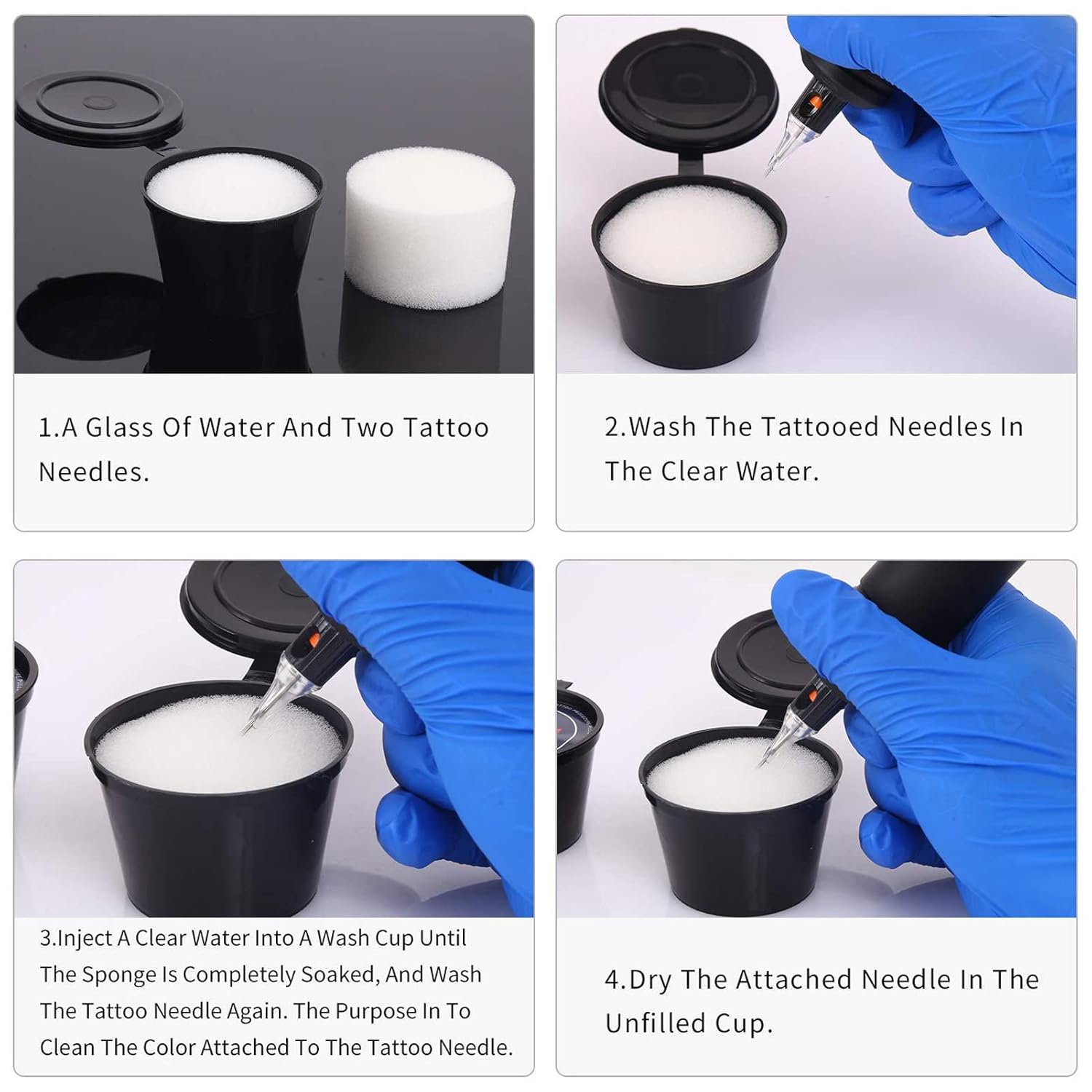 Sonew 18PCS desechables tatuaje aguja inmersión limpieza tazas, cartucho profesional de espuma de inmersión taza de limpieza tatuaje suministros