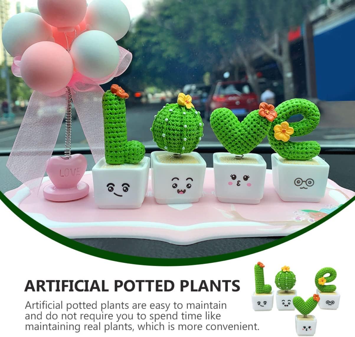 Abaodam 4 piezas de figuritas de cactus en maceta, decoración de cactus para el día de escritorio, centro artificial, regalos de adornos, decoración