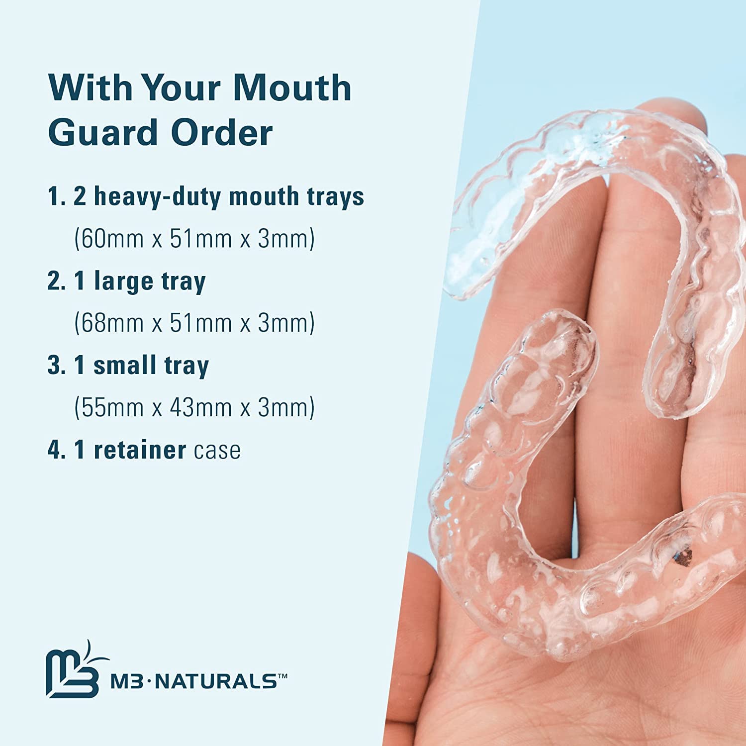 M3 Naturals Estuche de baño para dentaduras postizas con protector bucal