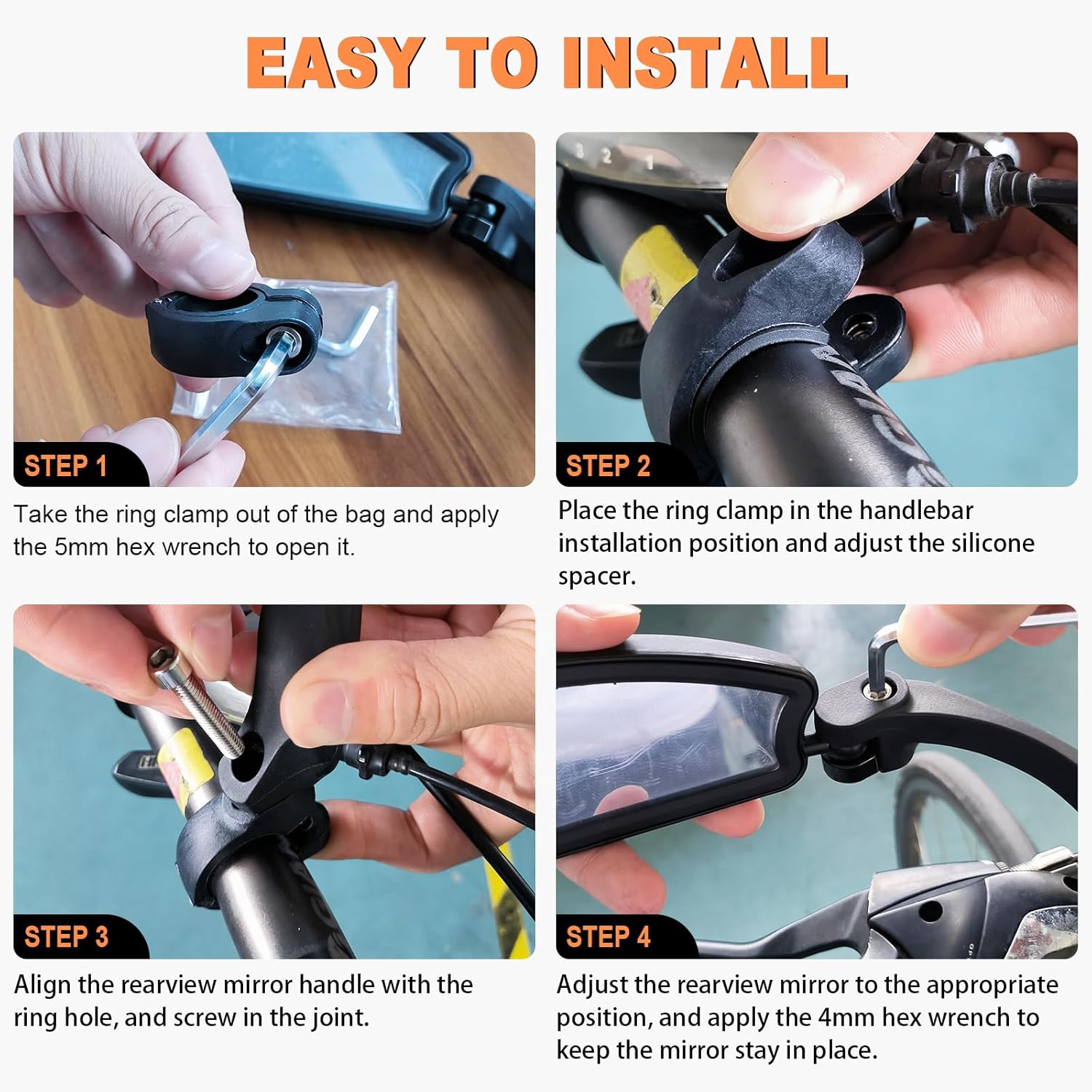 Nuevo soporte para manillar de bicicleta, espejo retrovisor giratorio ajustable con lente de vidrio transparente HD, espejos de bicicleta para