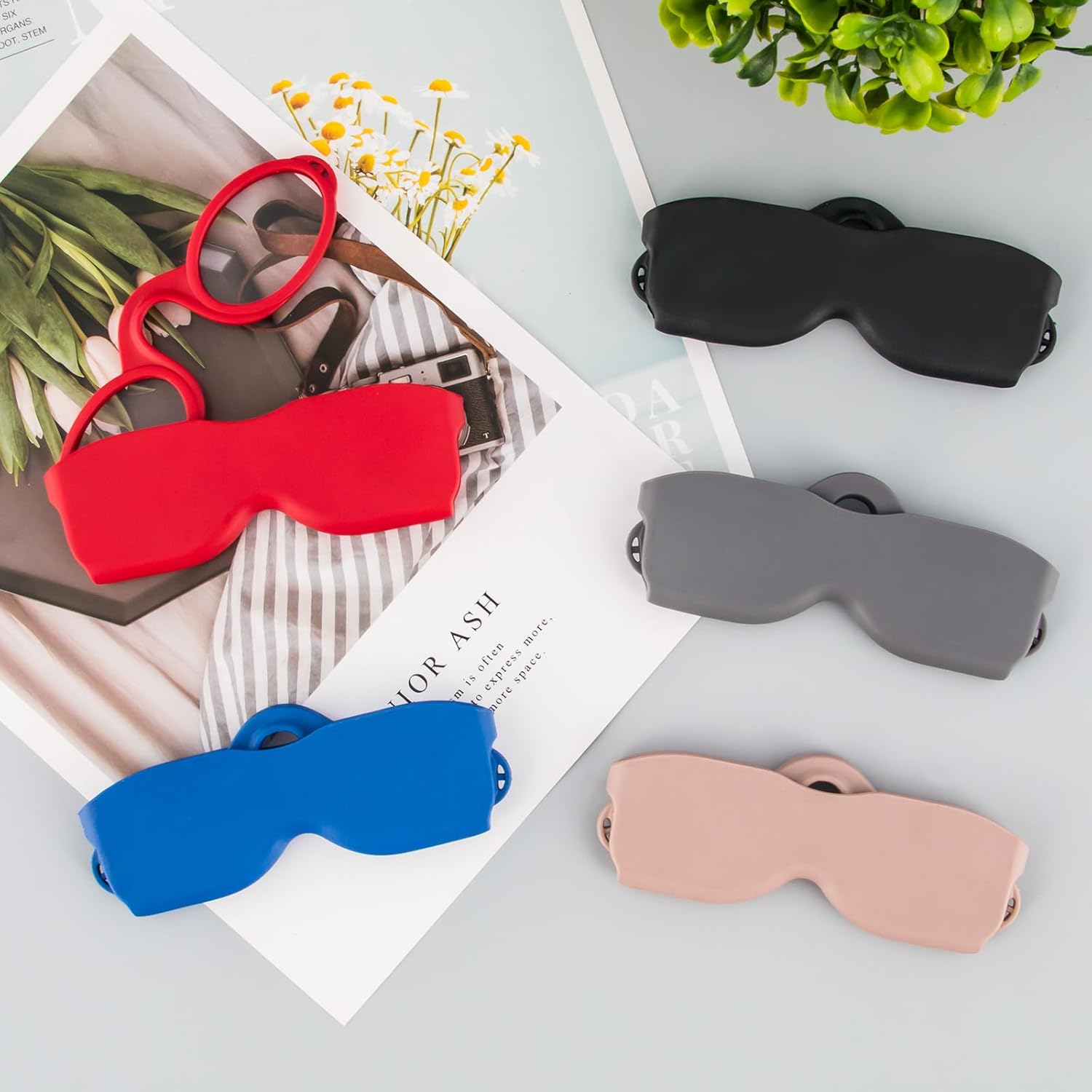 REAVEE Lentes de lectura ultra delgados sin brazos para hombres y mujeres, lectores pequeños y planos, tamaño de bolsillo compacto con soporte