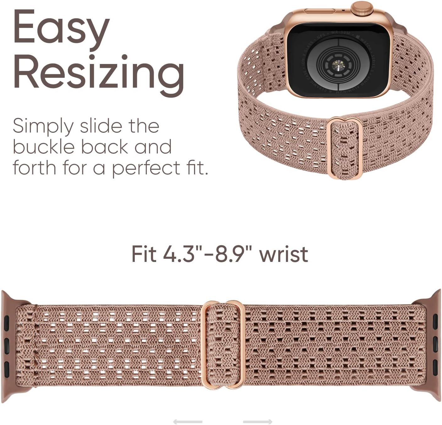 Correa elástica de nailon solo compatible con Apple Watch de 1.496 pulgadas, 1.575 pulgadas, 1.614 pulgadas, correas elásticas para mujeres y