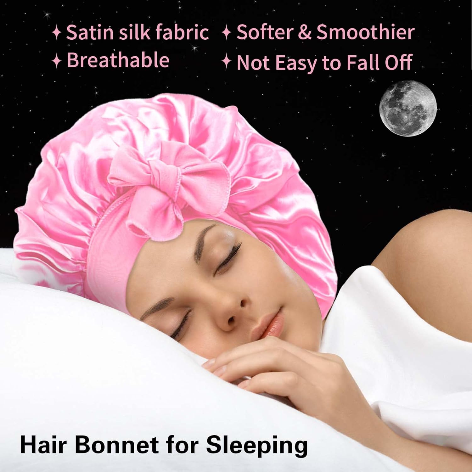 Gorro de seda de satén para mujer, gorro para mujeres negras, gorro de satén mediano para trenzas para dormir, gorro de seda satinada para mujeres