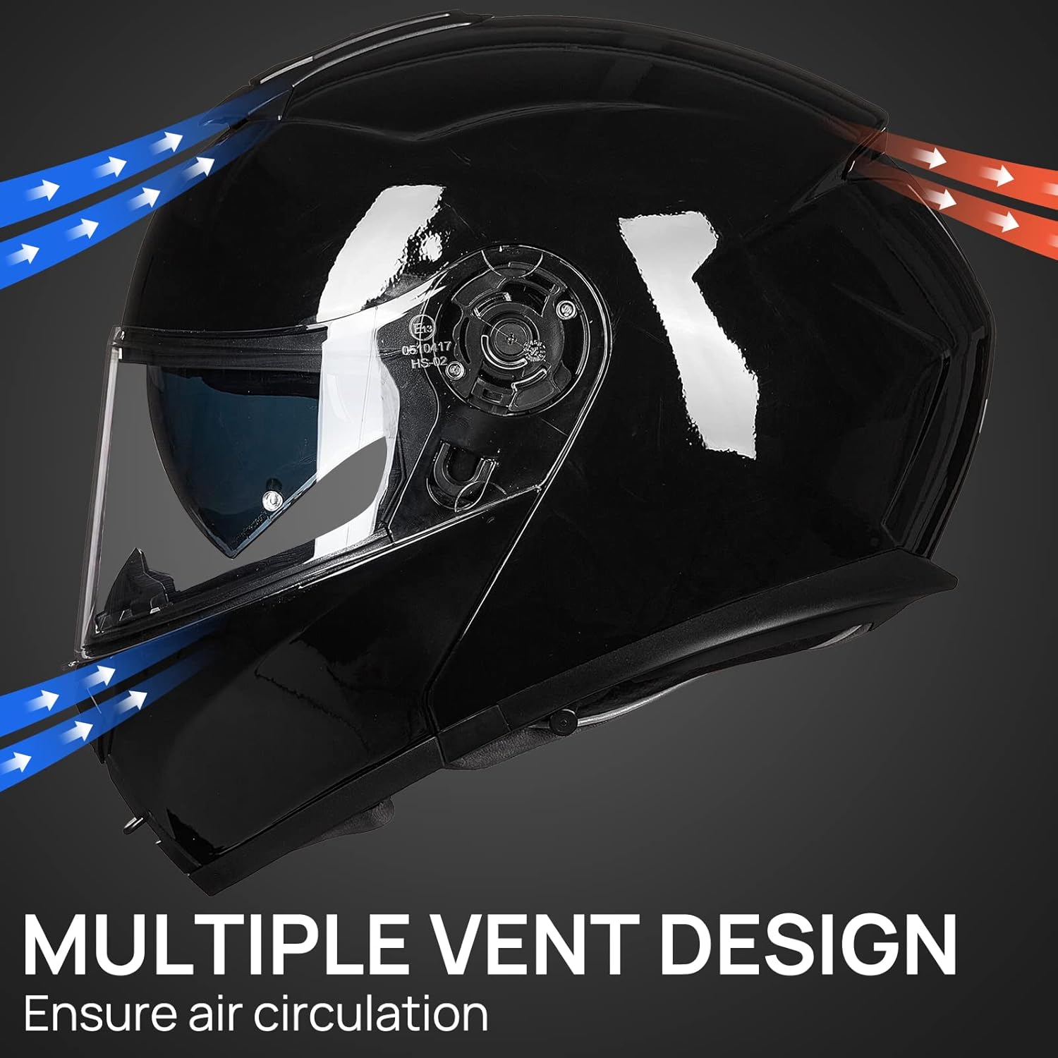 ILM Casco modular de cara completa para motocicleta para adultos, doble visera, aprobado por DOT, modelo 159 (negro brillante, mediano)
