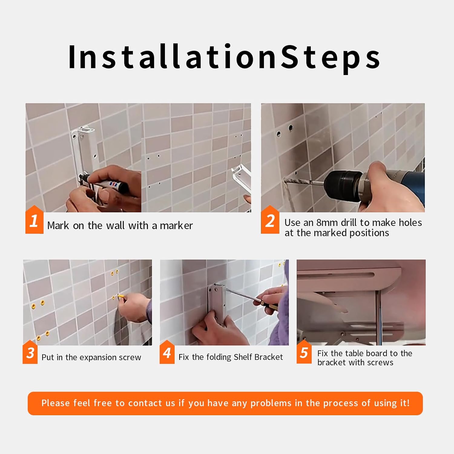 SAHUL Mesa plegable montada en la pared, resistente con soporte, para lavandería, cocina, bar en casa, cocina y comedor, oficina, mesa