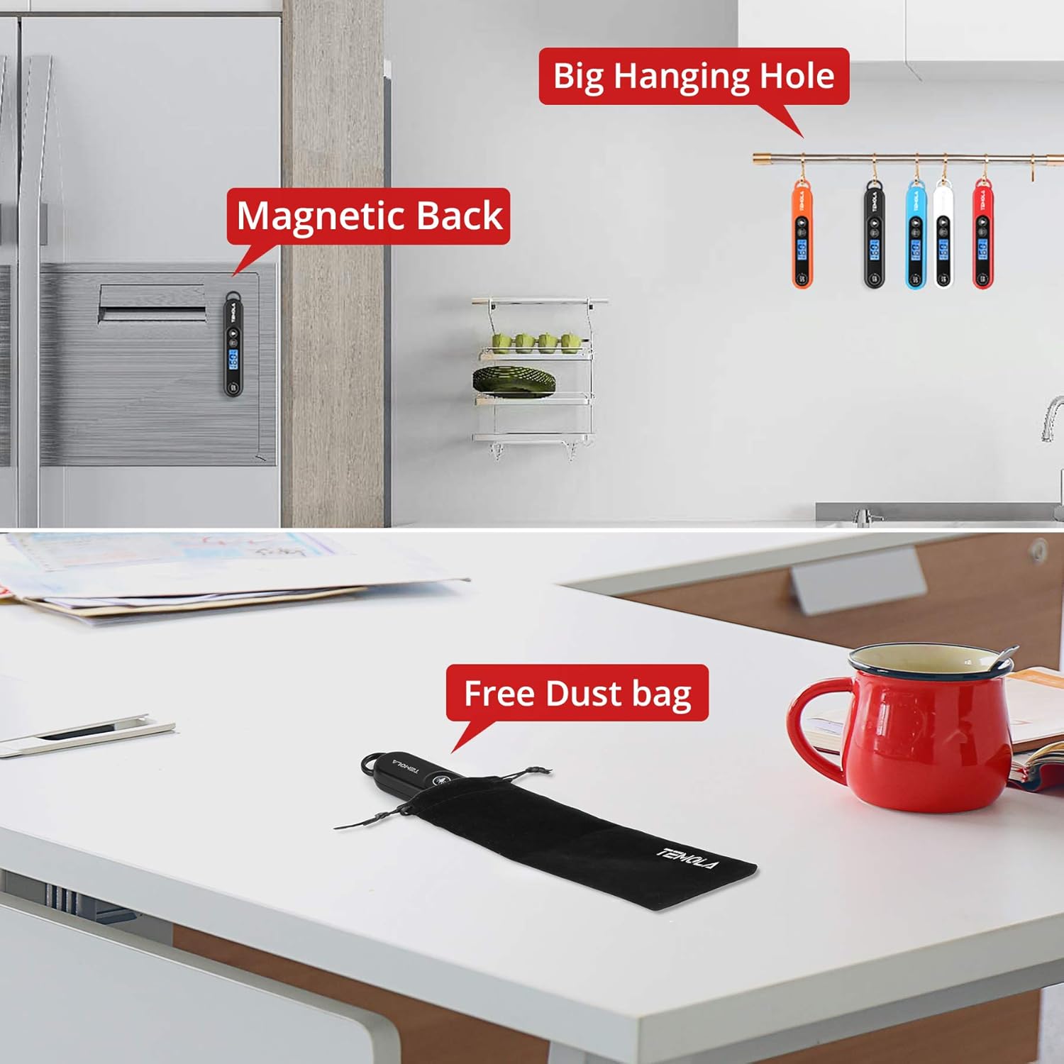 Termómetro de carne para cocinar, termómetro de alimentos de lectura instantánea con luz de fondo, impermeable, termómetro digital de dulces para