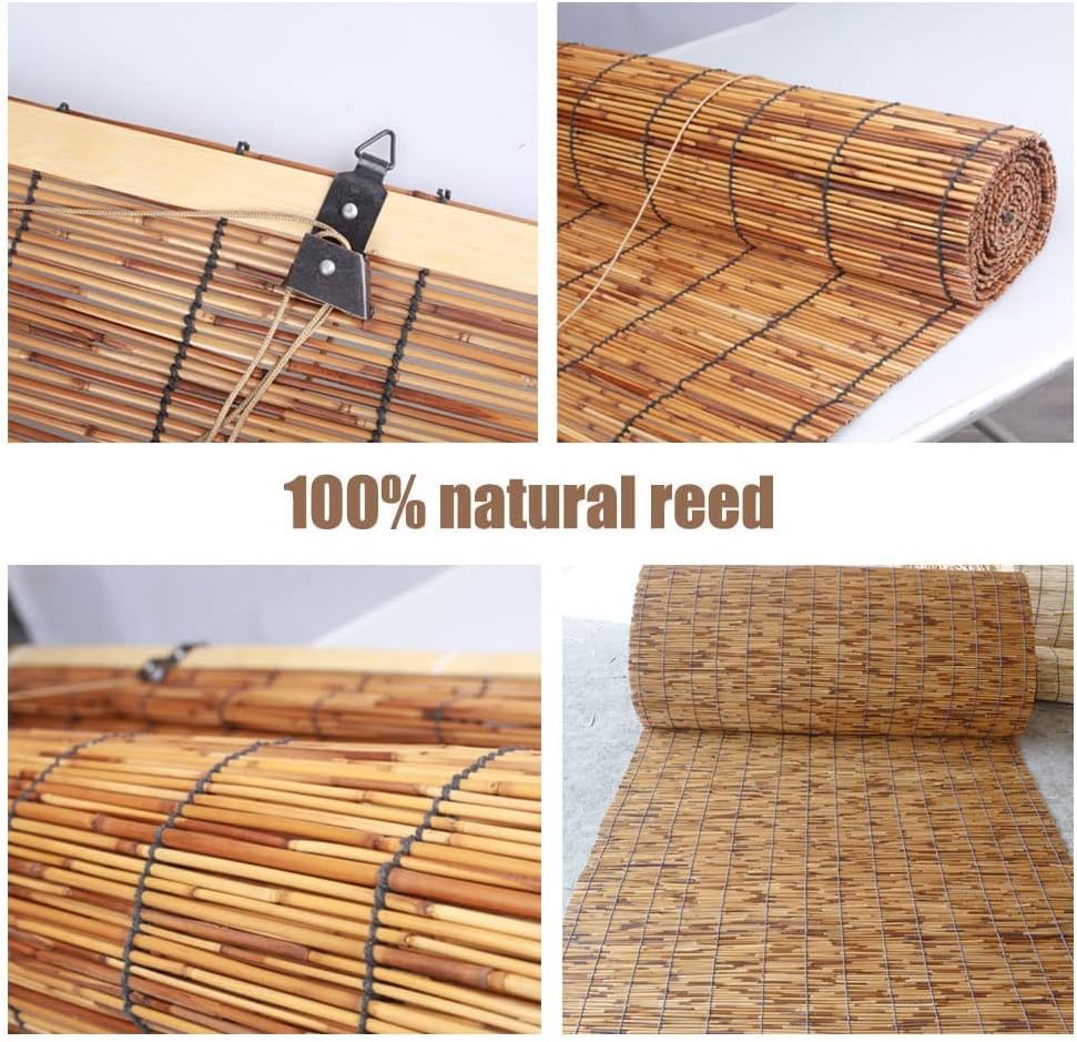 Persianas enrollables para ventanas con elevadorsin cordón, de bambú, 23, 30, 34, 36, 38, 40, 43, 45, 48, 59 pulgadas de ancho, filtro de luz de