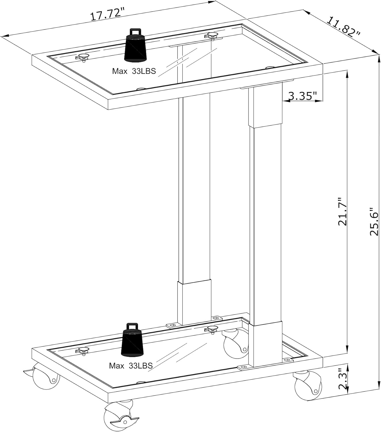 Mesa auxiliar móvil de vidrio acrílico, mesa auxiliar con ruedas, mesa auxiliar de sofá en forma de C sobre la cama, mesa de noche rodante, mesa de