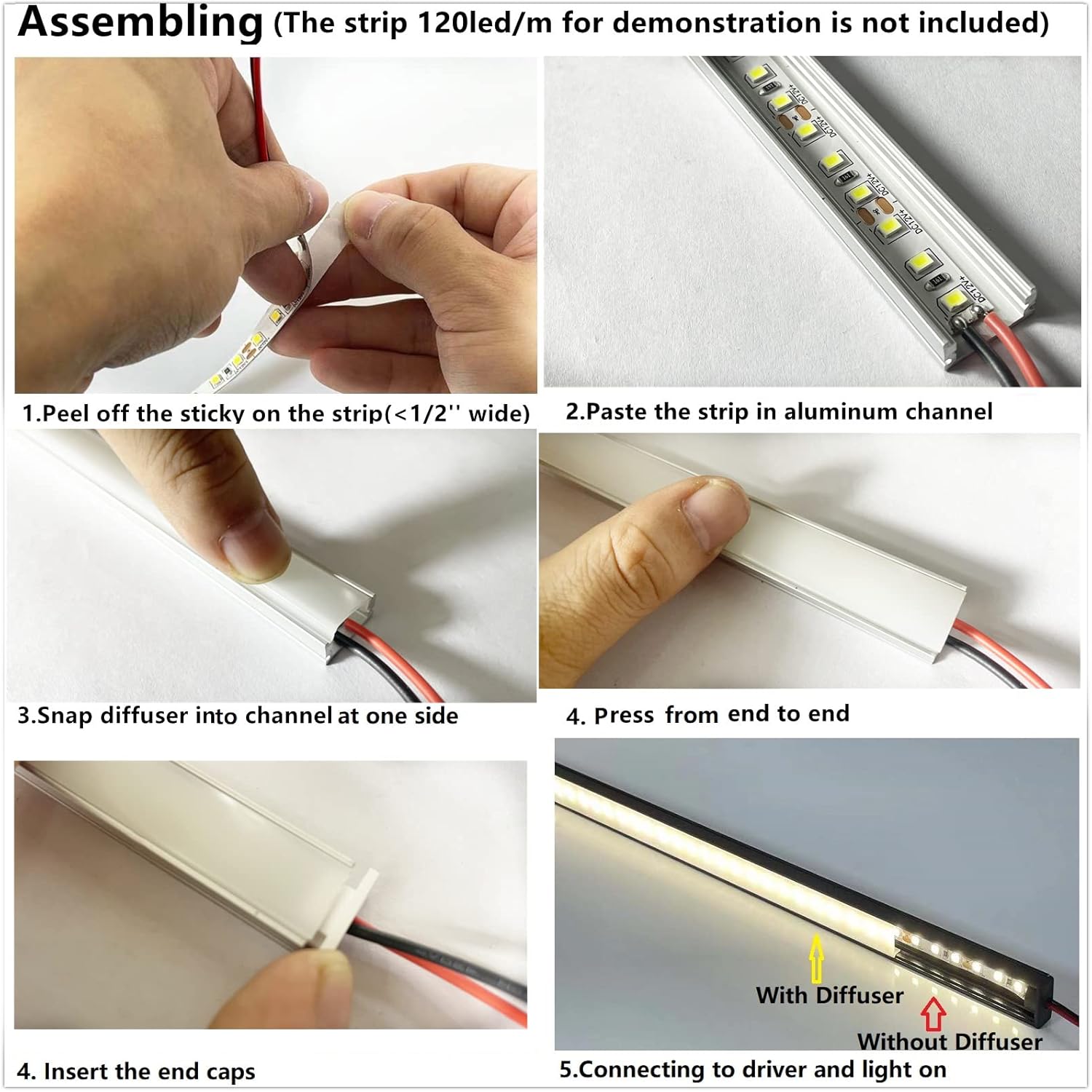 THMOOTHER Paquete de 6 tiras LED de aluminio montadas en superficie de 16 pulgadas con difusor anti UV, mejora tu iluminación con estilo y