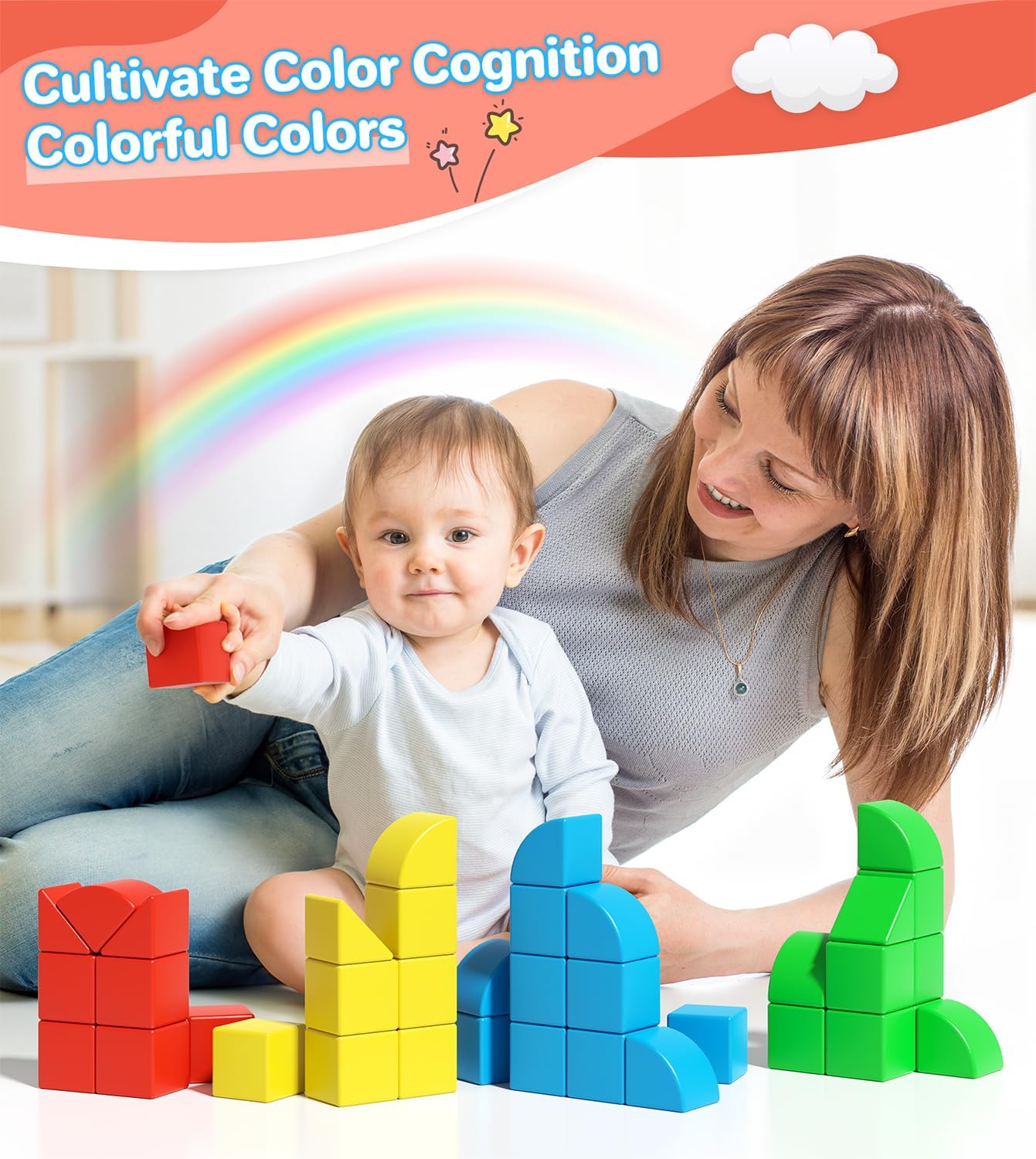 Bloques magnéticos para niños pequeños, juguetes de construcción creativos, bloques sensoriales coloridos apilables con imán, juego de cubos de