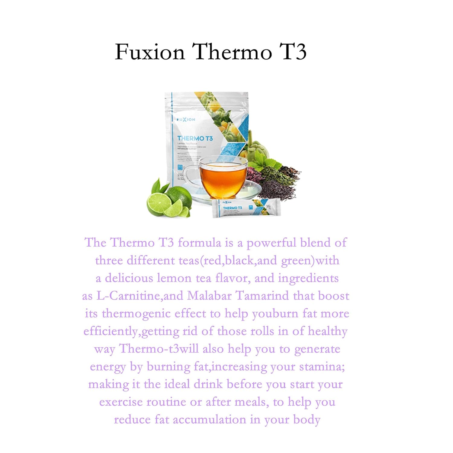 FuXion Thermo T3, delicioso sabor a té de limón (Thermo TT3, 28 bolsitas)
