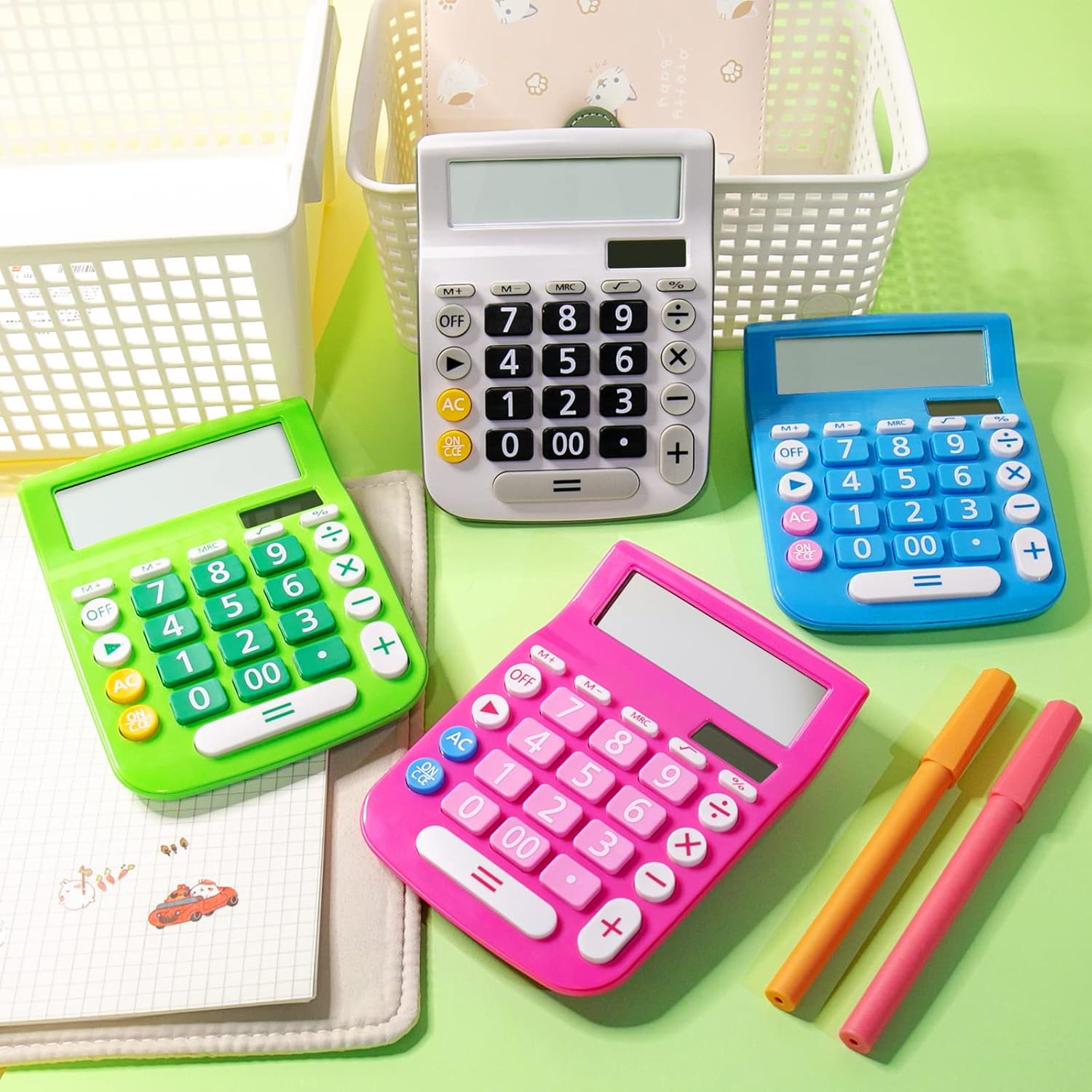 Calculadoras de escritorio, botón grande de pantalla grande, energía solar y de batería dual, 12 dígitos pequeña calculadora funcional básica