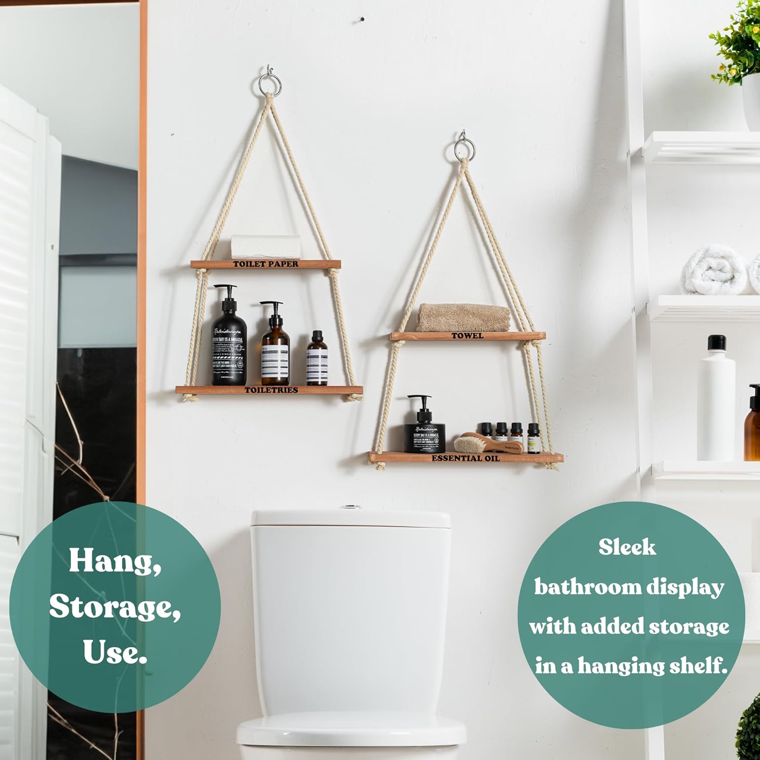 Estantes colgantes para pared, estante colgante para plantas, estantes bohemios de madera para decoración de dormitorio de otoño, estantes de cuerda