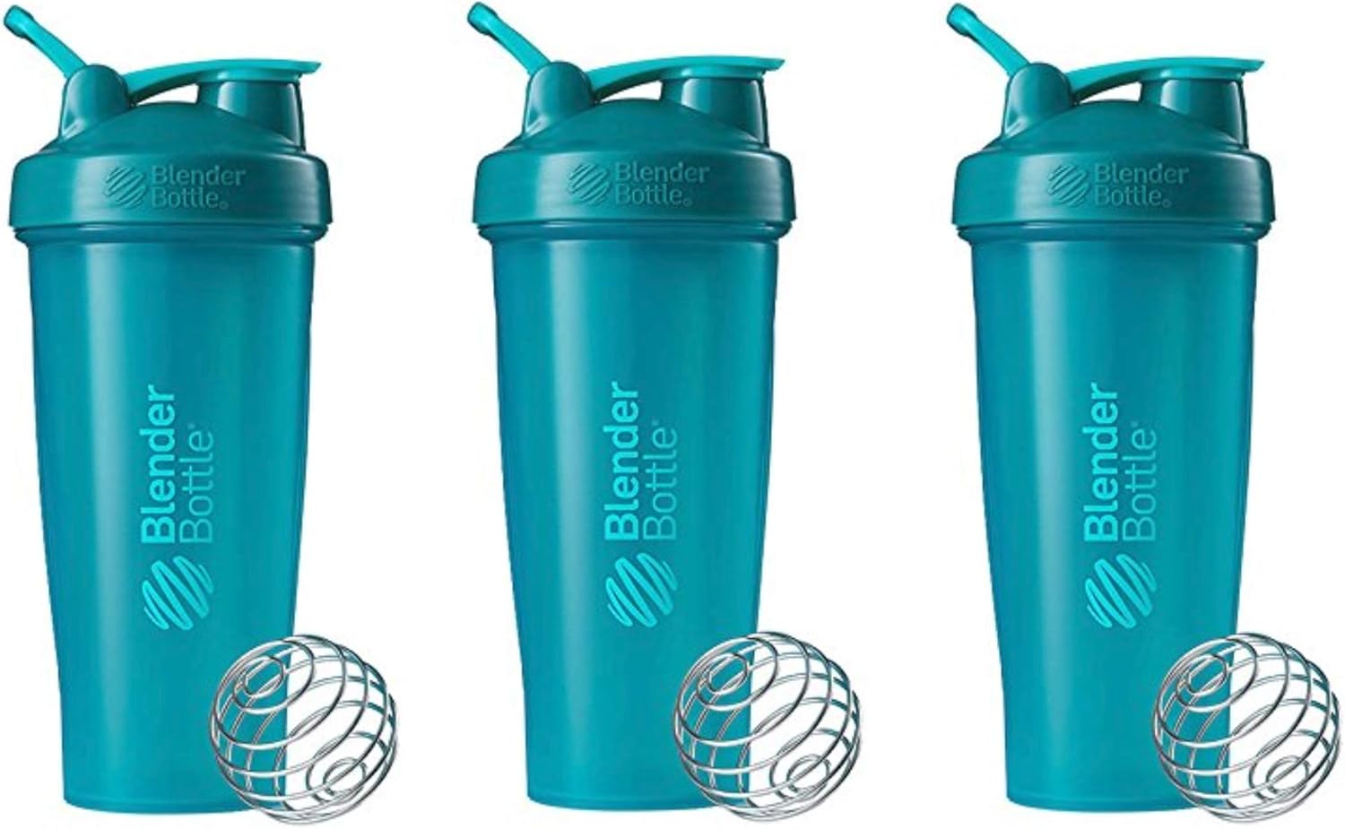 BlenderBottle Classic Loop Top – Botella agitadora (3 unidades), 28 onzas (verde azulado)