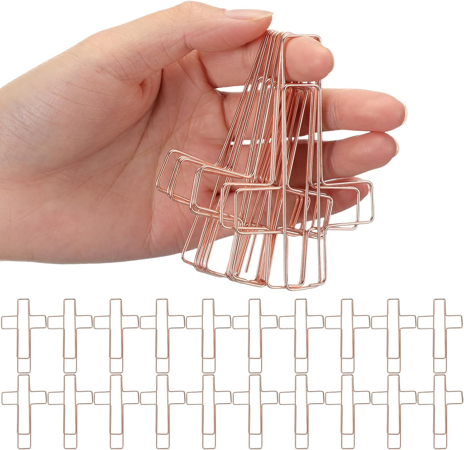 Tenceur 50 clips grandes para papel de cruz, divertidos, lindos y divertidos, clips estacionarios, abrazaderas de papel para marcado, diario,