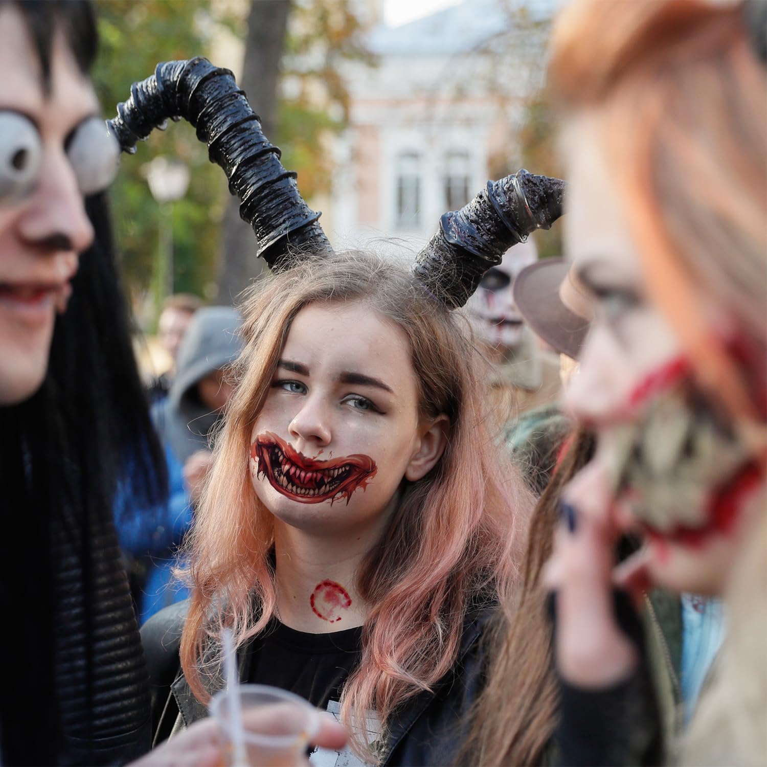 Tatuajes faciales adhesivos de Halloween para la cara, tatuajes temporales para adultos, calcomanías de maquillaje para fiesta de Halloween, kit de