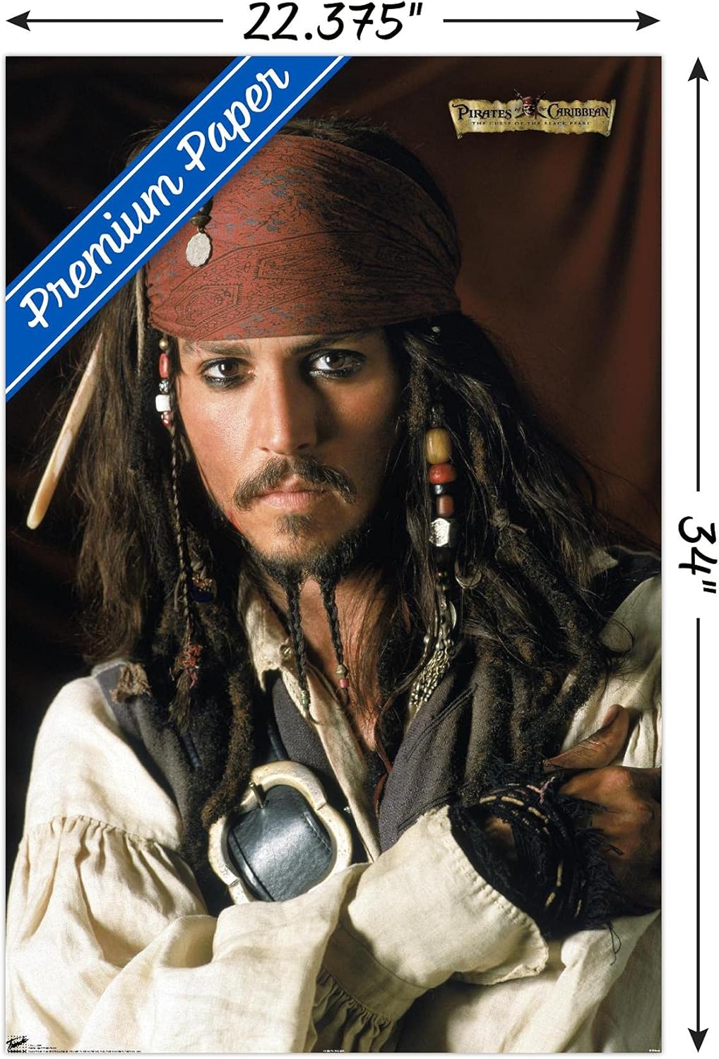 Trends International Disney Pirates Black Pearl – Póster de pared con retrato de Johnny Depp, 22.375 x 34 pulgadas, versión premium sin marco