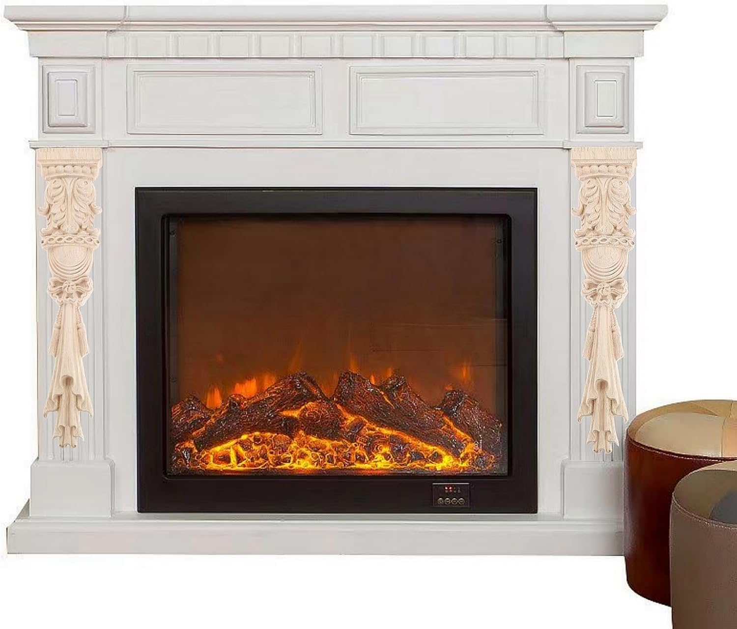 2 calcomanías largas sin pintar talladas en madera onlays apliques de madera tallada para ventana, cama, puerta, pared, muebles, chimenea (11.81 x