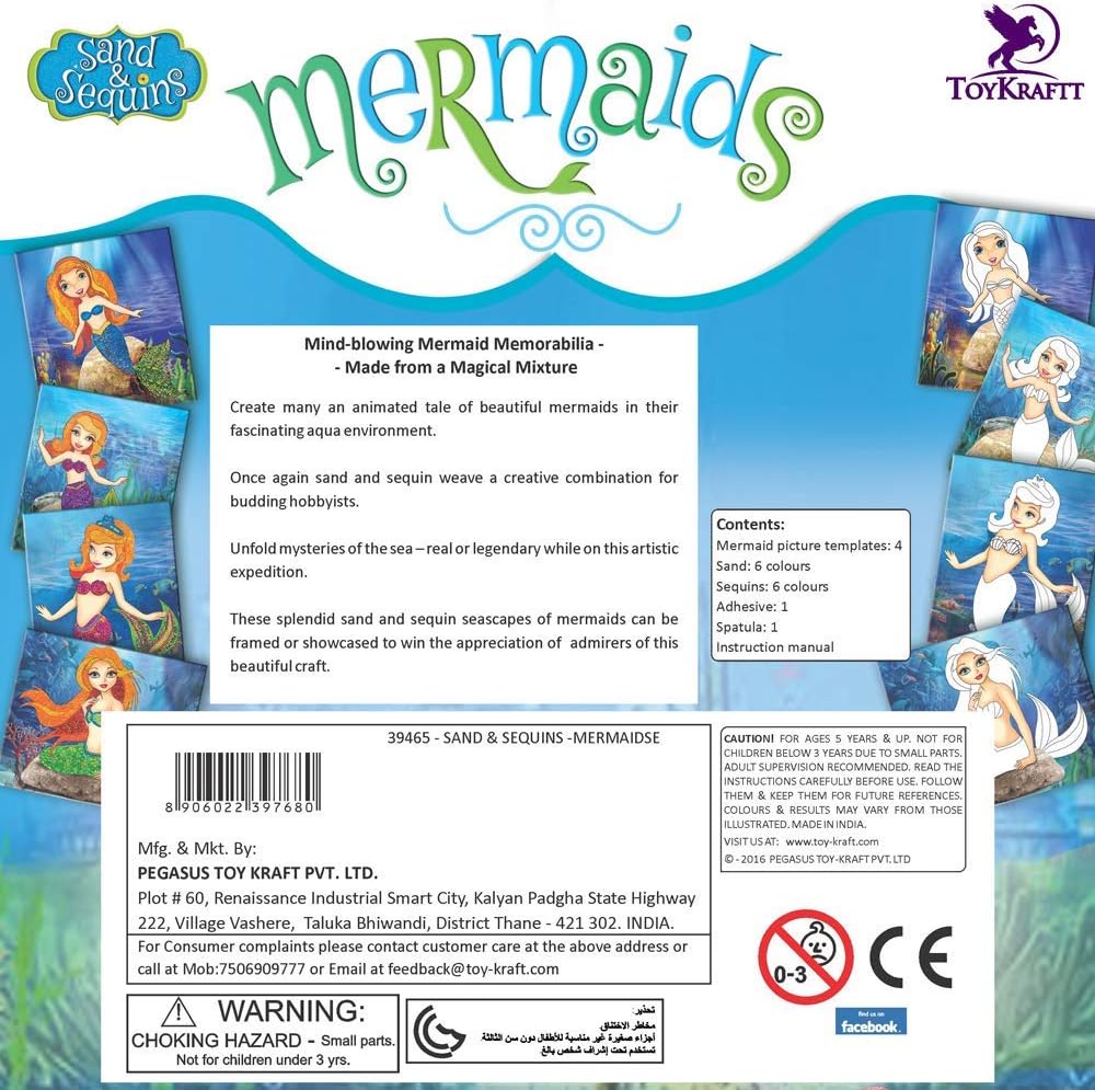 Toykraft Artes y manualidades para niños de 5 a 12 años, kit de manualidades de sirena, kits de arte de arena para niños, kits de manualidades para