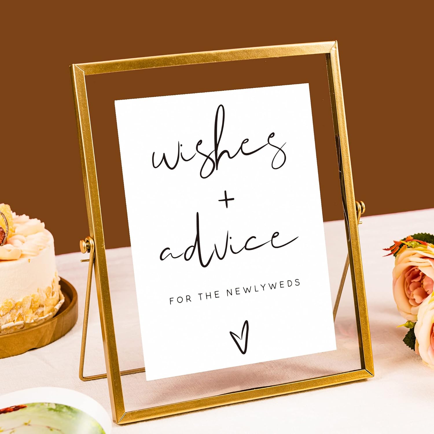 Calculs Advice And Wishes For The Mr And Mrs – Marco de fotos flotante dorado para boda, tarjetamenú, soporte para mesa de centro de mesa de 10 x 8