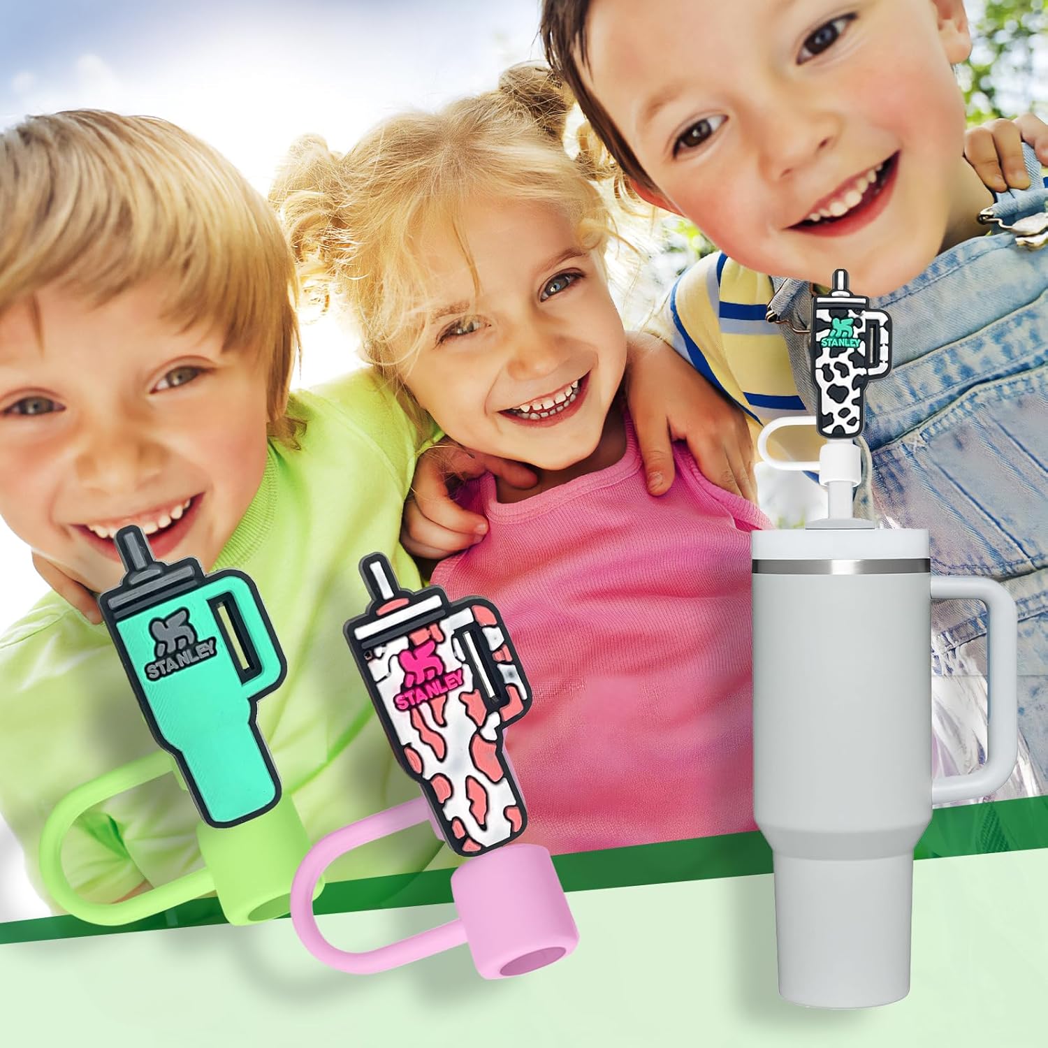 10 vasos para vaso de 10 unidades, 10 unidades, tapa para popote para beber de 0.394 pulgadas, protectores reutilizables, tapas para accesorios de