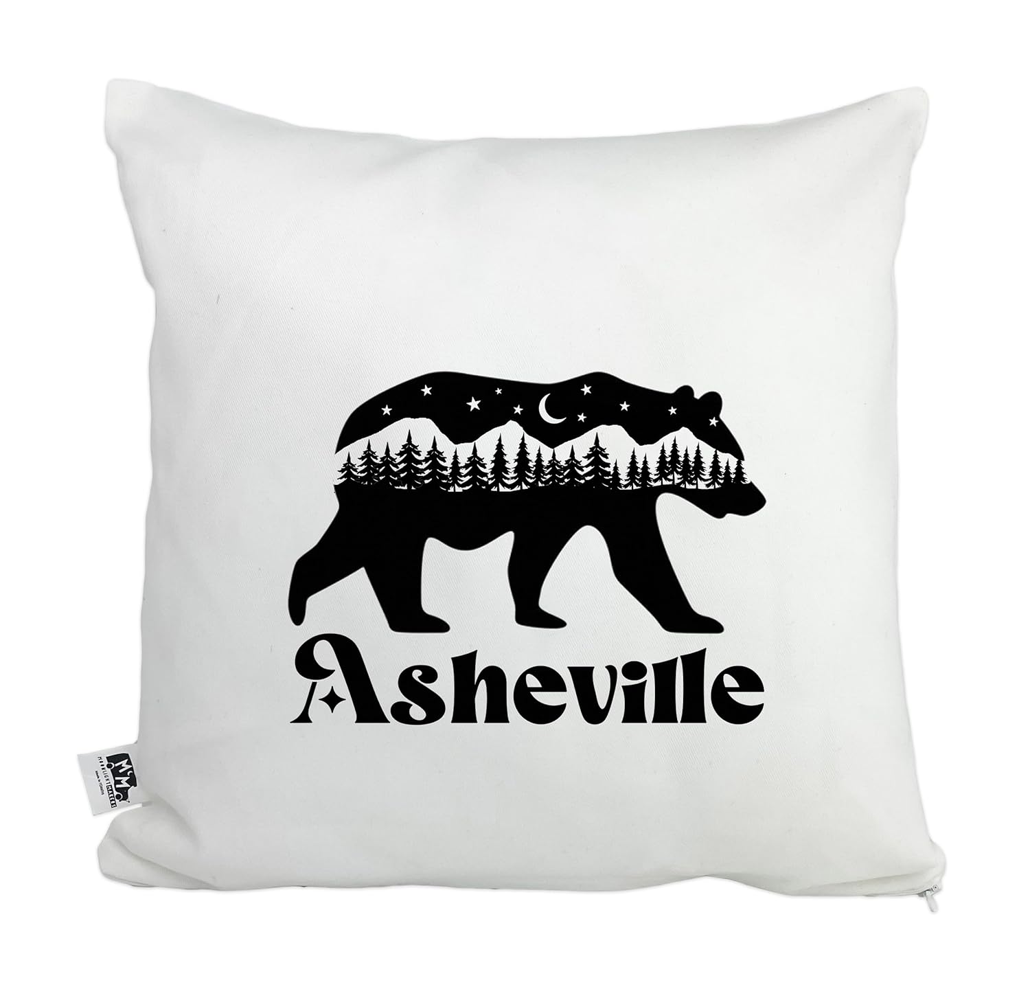 Moonlight Makers, Asheville Bear, Decorative Pillow Case, 100% Cotton Canvas Pillowcase, Farmhouse Decor, Gift for Home, Funny Design