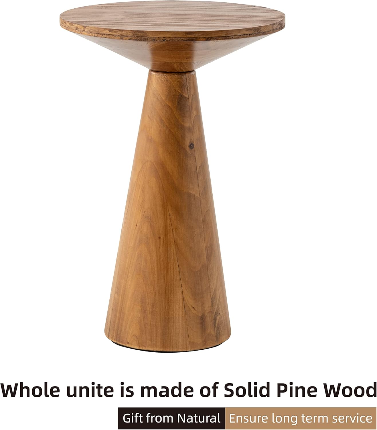 Mesa auxiliar de pedestal pequeña, redonda de granja, mesa de martini, soporte de madera para plantas, mesa rústica para bebidas para espacios