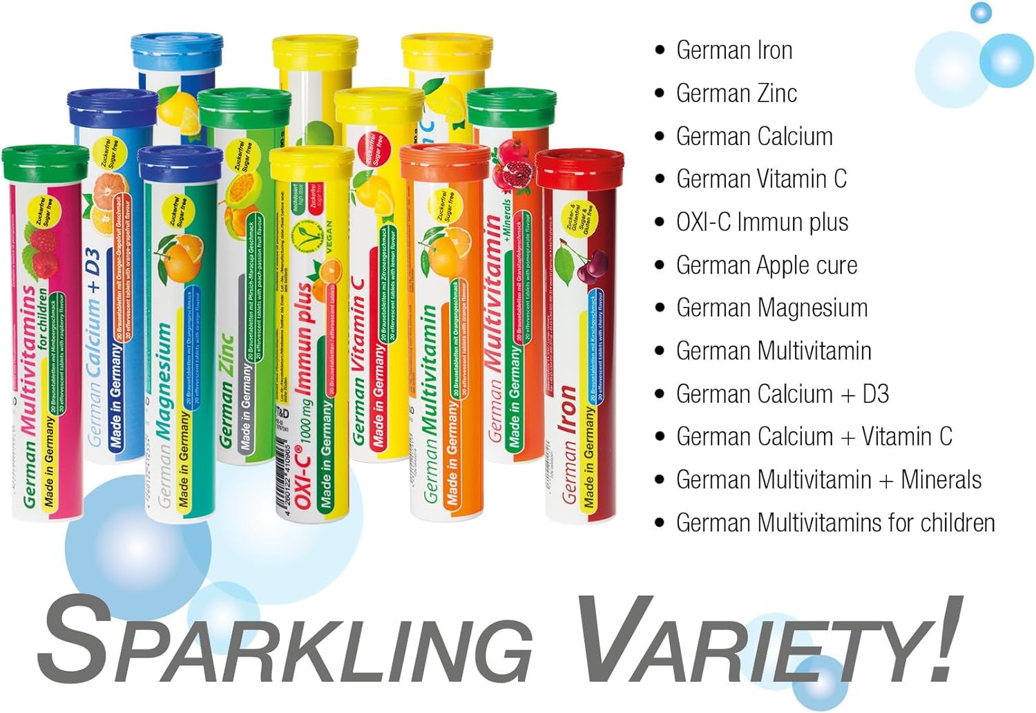 T&D German Apple Cure – 240 tabletas efervescentes veganas – Sabor a manzana – Fabricado en Alemania