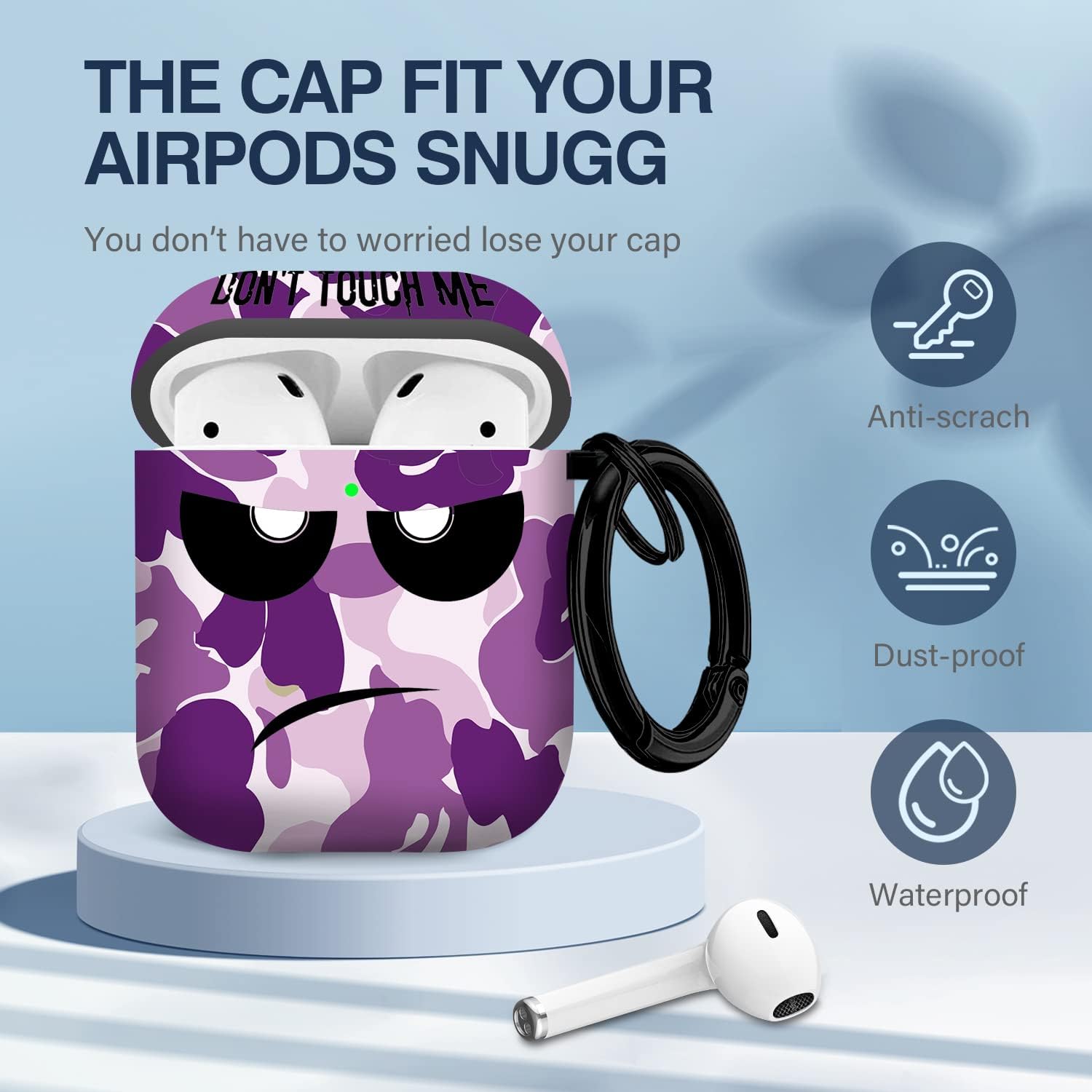 Funda para Airpods, Don’t Touch Me for Airpods Funda con llaveroCubierta suave linda a prueba de golpes para mujeres y hombres, compatible con funda