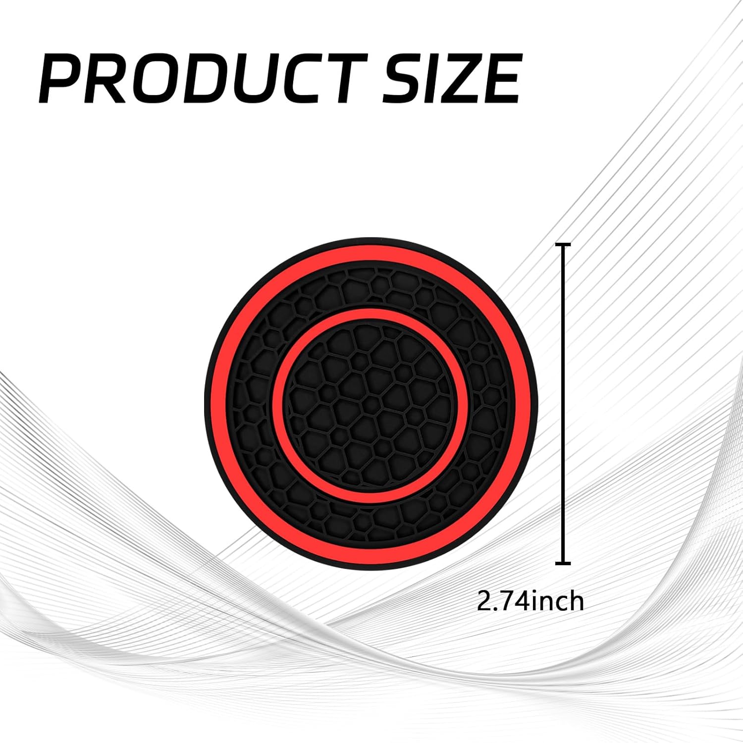 2PCS Car Cup Holder Coasters, 3D Honeycomb Line Anti-Slip Silicone Cup Holder Decoration, 2.75″ Console Cup Holder Insert Insulation Mats, Universal