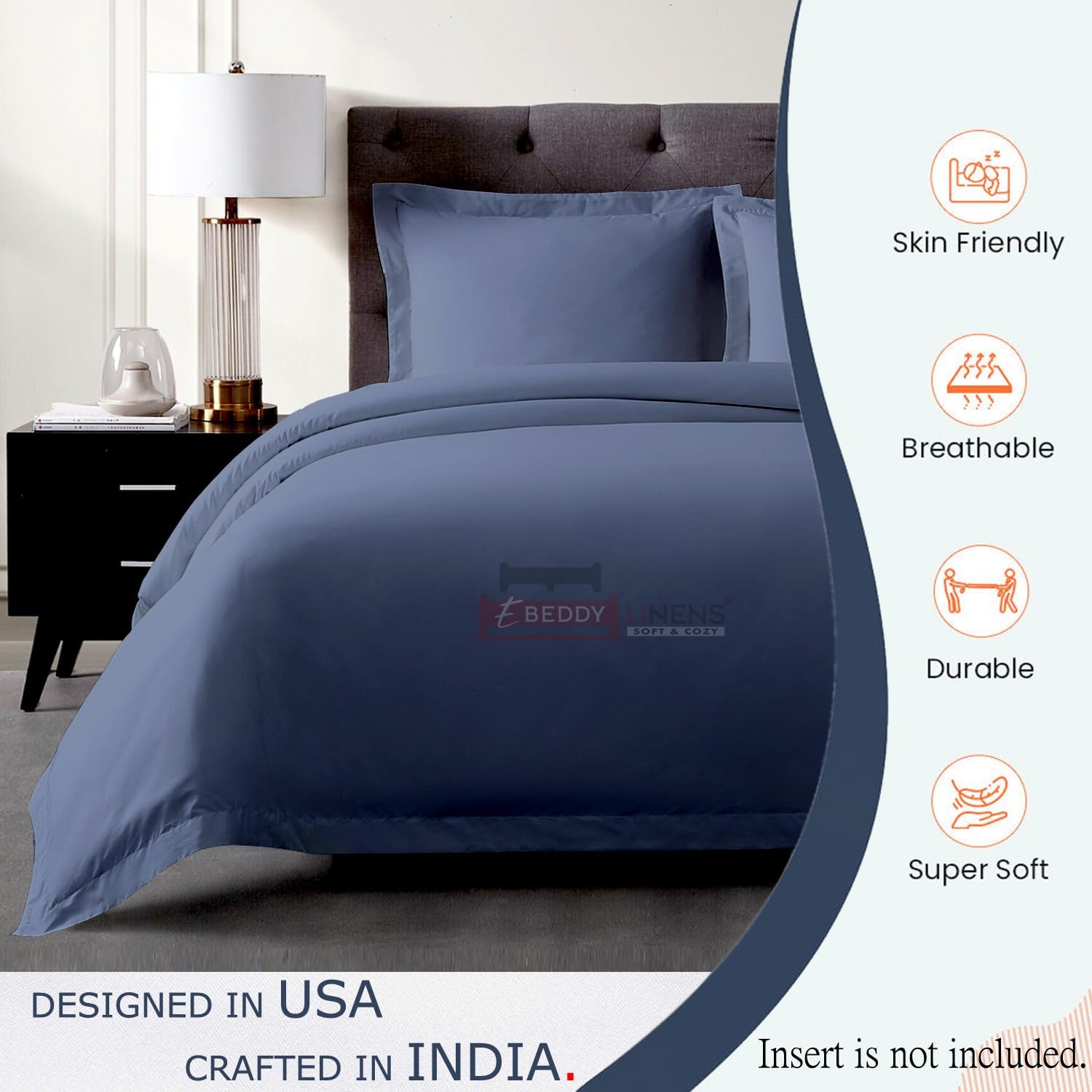 Juego de funda de duvet de algodón egipcio ultrasuave de 800 hilos, 3 piezas, cierre oculto y lazos esquineros, duradero y resistente a la