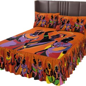 Faldas de cama plisadas envolventes para mujeres africanas para cama matrimonial de 54 x 75 pulgadas, falda de cama decorativa con volantes de Faldas de cama plisadas envolventes para mujeres africanas para cama matrimonial de 54 x 75 pulgadas, falda de cama decorativa con volantes de