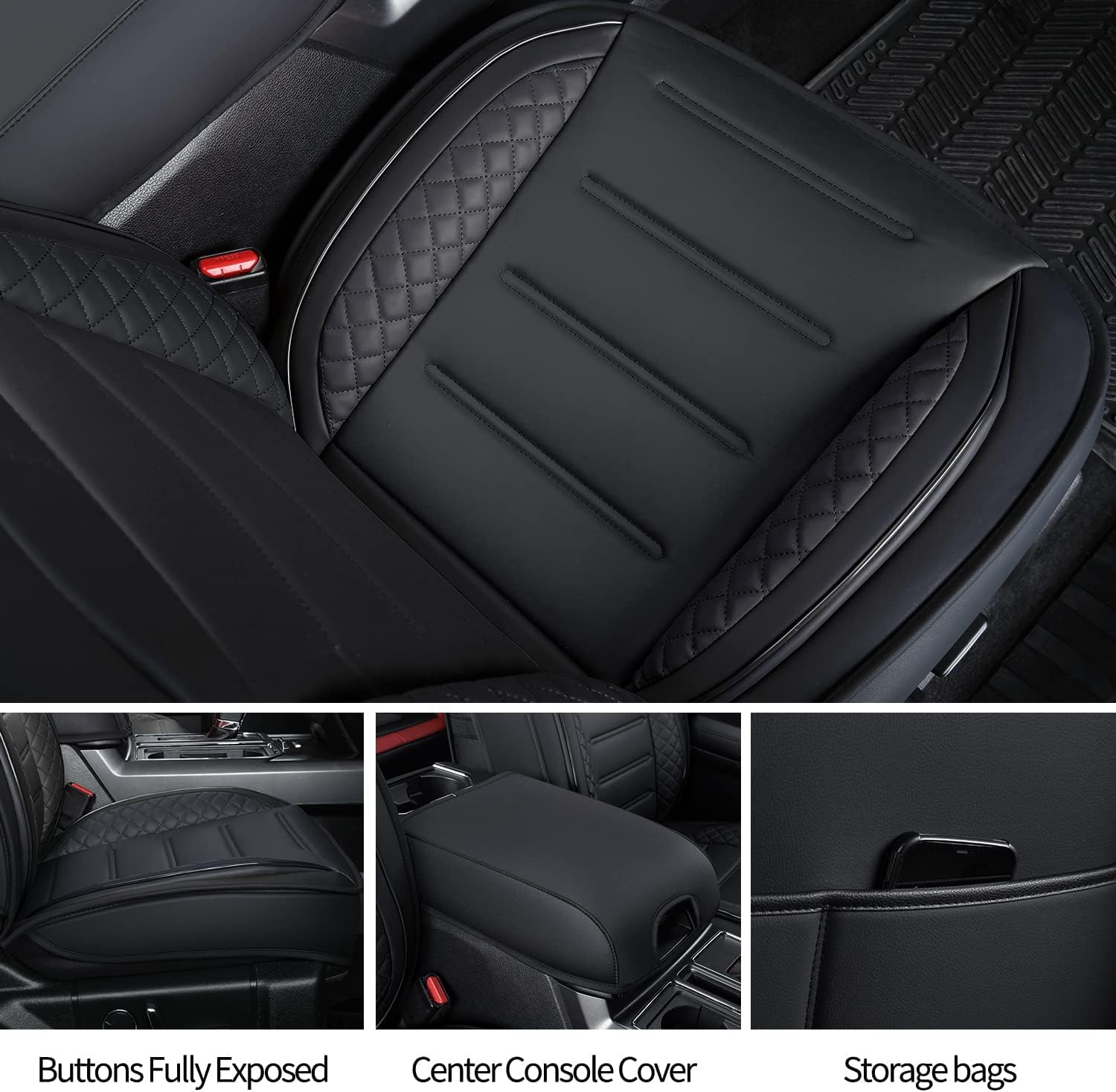 LUCKYMAN CLUB Fundas de asiento de piel sintética F150, aptas para 2015-2023 F150 SuperCrew SuperCab Cab 2017-2023 F250 F350 F450 Super Duty Crew